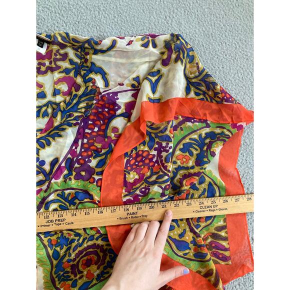 Talbots Poncho Sweater Top Small Silk Oversized Boho Art Colorful Beach Luxury - Picture 9 of 12